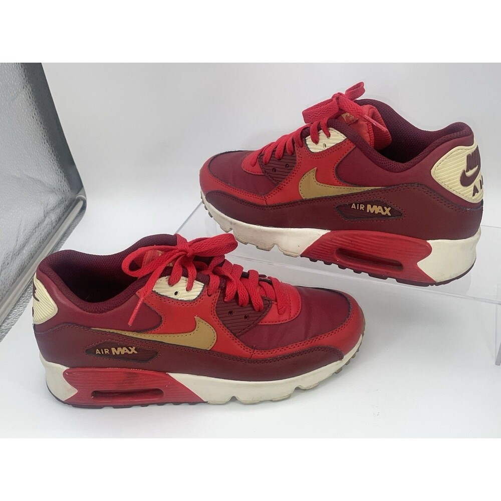 Nike Air Max 90 GS Team Red Gold Sneakers Youth 6Y Womens 7.5 833412-602